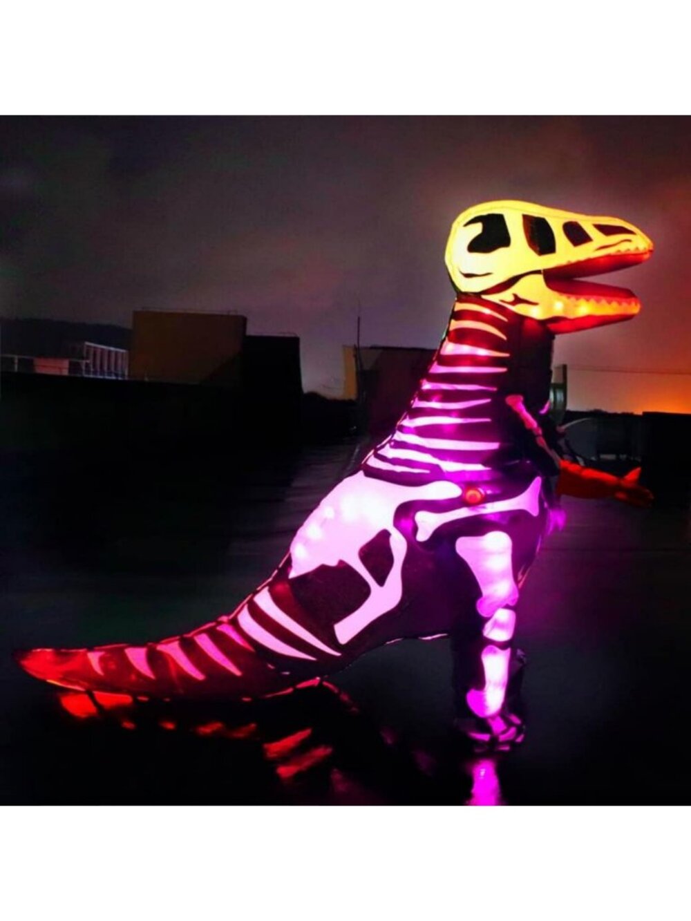 Inflatable Kids Dinosaur Costume with LED Lights - Halloween Blow Up Cosplay